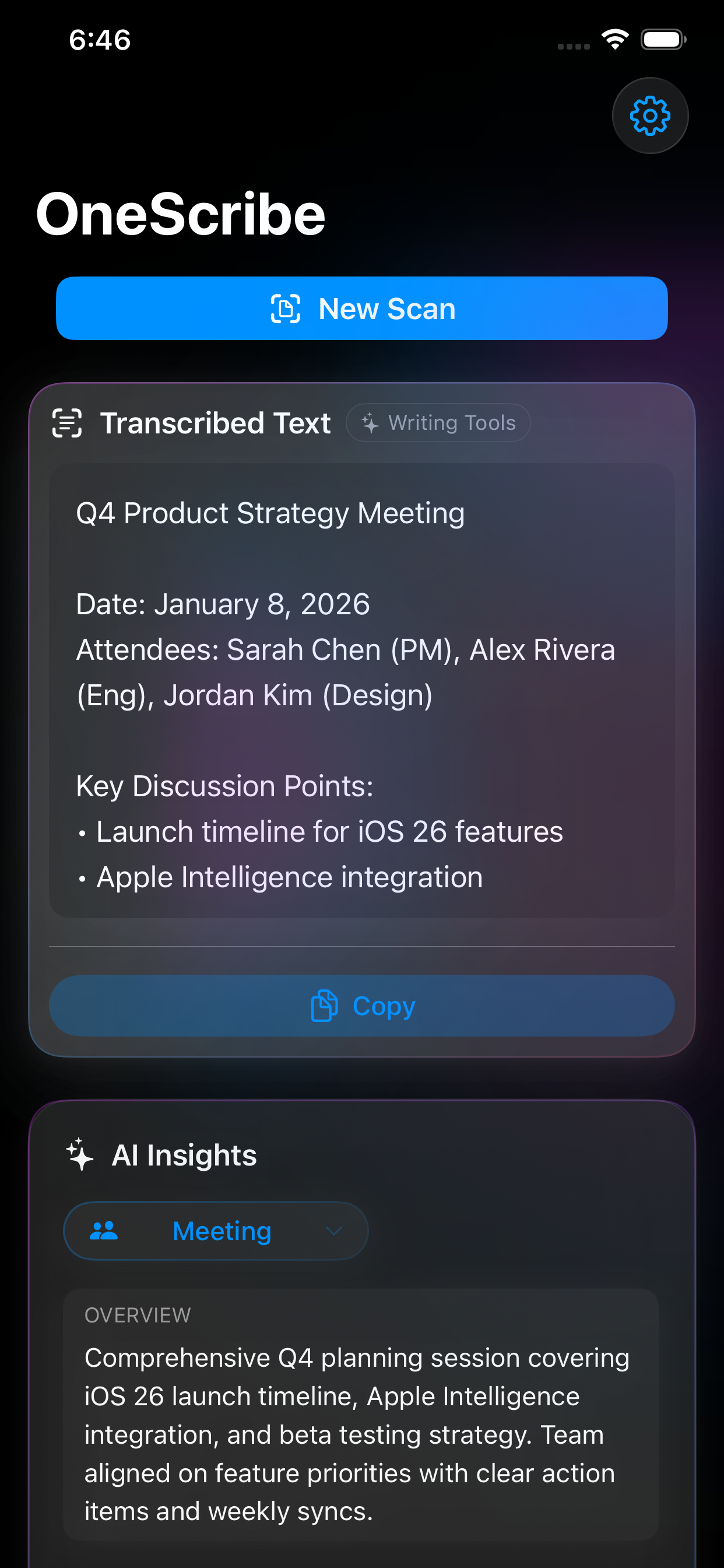 OneScribe Screenshot 2